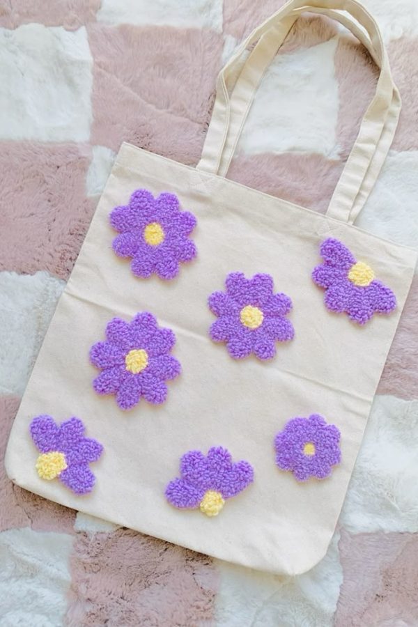 Punch needle tote bag