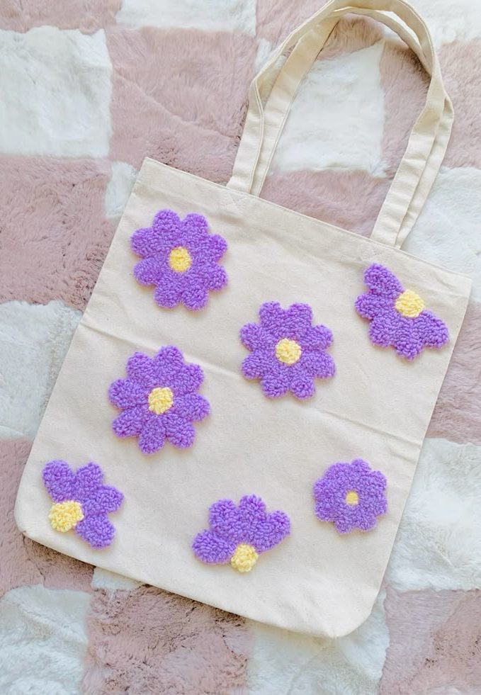 Punch needle tote bag
