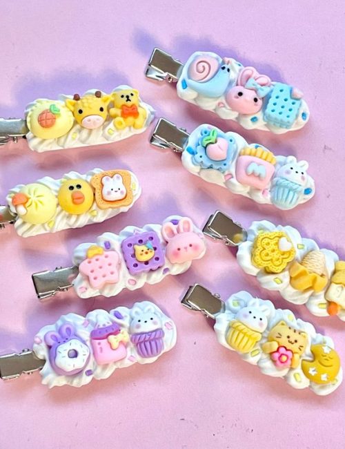 Two Set Cute Kawaii Cartoon Decoden Cream Hairclips1in x 3in
